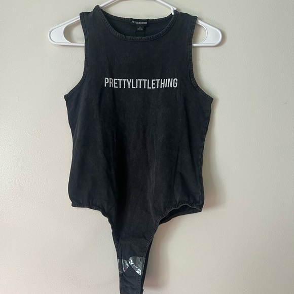 PrettyLittleThing Black Bodysuit High Neck Sleeveless - Picture 1 of 3